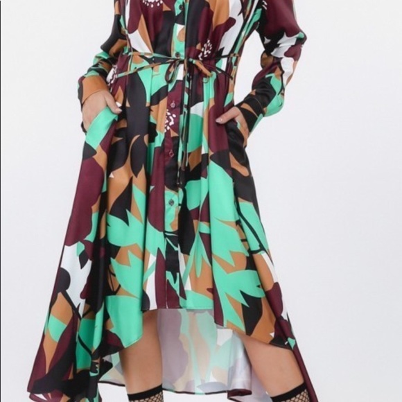 🌟HP🌟Dani Green & Brown Long Sleeve Dress👗 - Picture 12 of 15